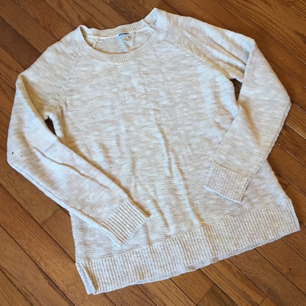 Classic Beige Knit Sweater, Large, Old Navy